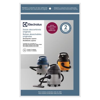 Kit 3 Sacos de aspirador de pó - Modelos A10S, A10T, A10 CleanCar, A13e GT2000 Produzidos Antes de 2010 (CSE09) Electrolux Não se aplica