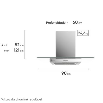 Coifa de Ilha Electrolux 90cm de Vidro Efficient com Luz de Led (CE9IX) 127V