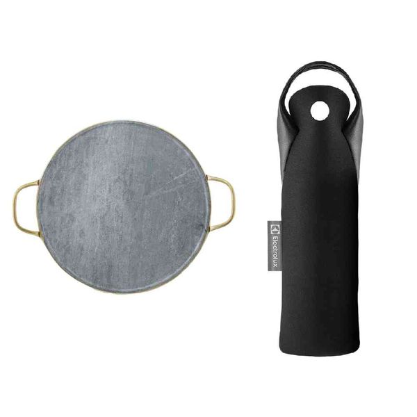 Kit Pedra para Pizza de Pedra Sabão com Alças de Cobre + Porta-Vinho Portátil Térmica Wine Bag Preta Electrolux Não se aplica