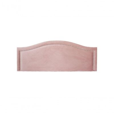 Cabeceira Casal Curva Luxo 140x60 Veludo Rosê - Tachas Prata