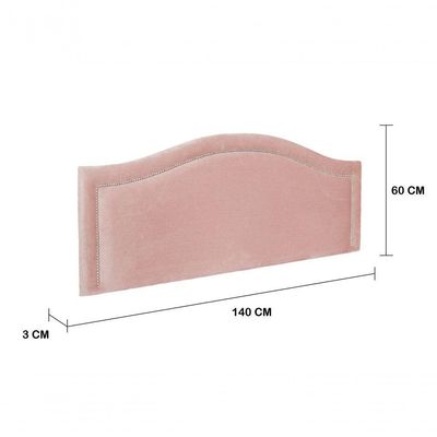 Cabeceira Casal Curva Luxo 140x60 Veludo Rosê - Tachas Prata