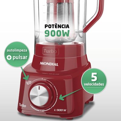 Liquidificador Turbo Full Mondial Vermelho 900W L-900 FR 110