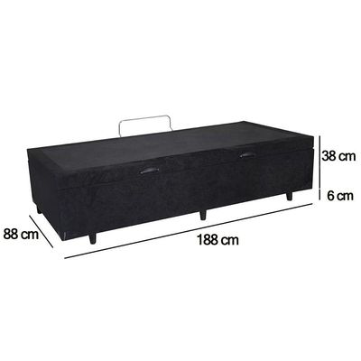 Cama Box Baú Solteiro Suede Sereneprime Preto 88x188x44