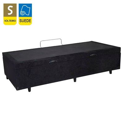 Cama Box Baú Solteiro Suede Sereneprime Preto 88x188x44