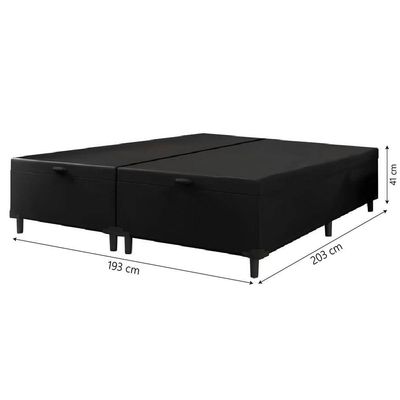 Cama Box Com Baú King 1,93m Prince Suede Preto Preto
