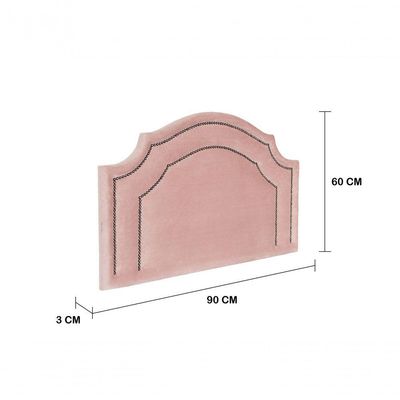 Cabeceira Solteiro Luxo 90x60 Veludo Rosê Tachas Fumê
