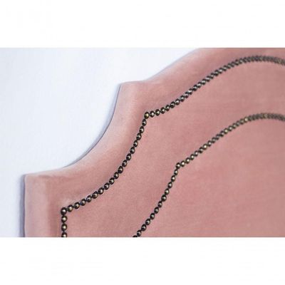 Cabeceira Solteiro Luxo 90x60 Veludo Rosê Tachas Fumê