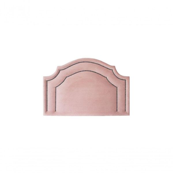 Cabeceira Solteiro Luxo 90x60 Veludo Rosê Tachas Fumê