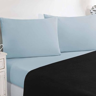Jogo De Cama Malha Lençol 100% Algodão Gran Moratta 4 Peças King - Preto-azul Bebê