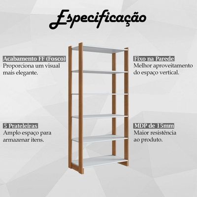 Estante Multiuso 5 Prateleiras Ey201 Mell Branco Novam Mell Branco