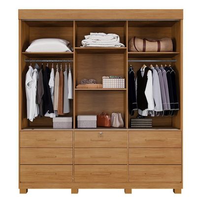Guarda Roupa Liverpool 3 Portas 9 Gavetas 4 Prateleiras Cinamomo-cinamomo Off