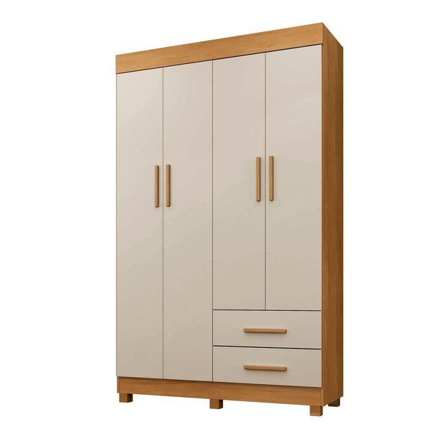 Guarda Roupa Leblon 4 Portas 2 Gavetas 5 Prateleiras - Benet Cinamomo Off