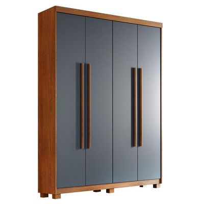 Guarda Roupa Solteiro Heros 4 Portas Com Pés Moderna Imbuia Com Grafite