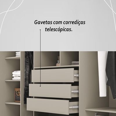 Guarda Roupa Casal 6 Portas 3 Gavetas Dubai Majestic - Fendi Fendi