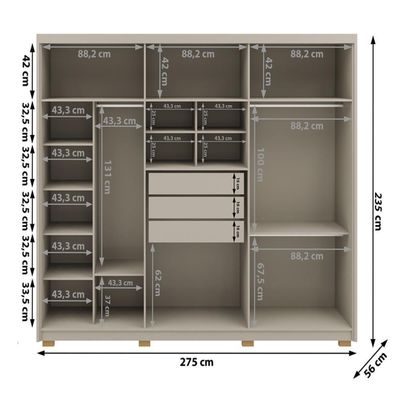 Guarda Roupa Casal 6 Portas 3 Gavetas Dubai Majestic - Fendi Fendi
