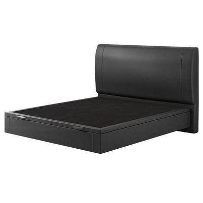 Cama Queen Baú Flutuante Com Cabeceira 160cm Spazio S04 Couríssimo Preto - Lyam Decor