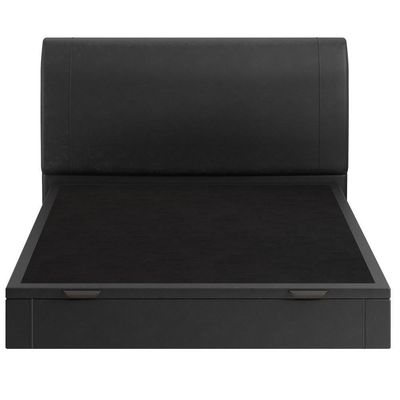 Cama Queen Baú Flutuante Com Cabeceira 160cm Spazio S04 Couríssimo Preto - Lyam Decor