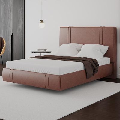 Cama Casal Flutuante Com Cabeceira 140cm Astra S04 Couríssimo Telha - Lyam Decor