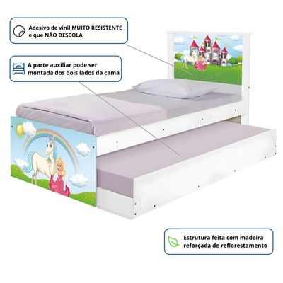 Bicama Juvenil Com Cabeceira Adesivada Princesa Encantada