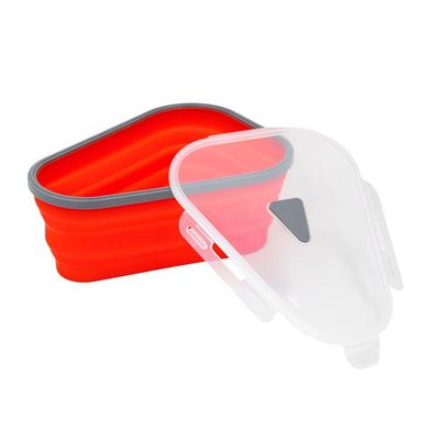Pote Expansível Armazenar Pizza Silicone Separador 5 Fatias Vermelho