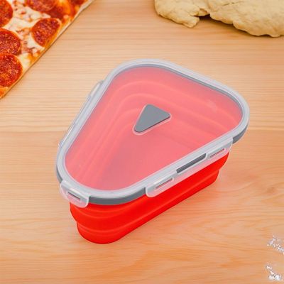 Pote Expansível Armazenar Pizza Silicone Separador 5 Fatias Vermelho