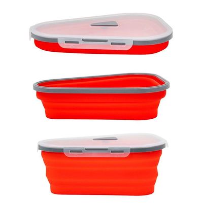 Pote Expansível Armazenar Pizza Silicone Separador 5 Fatias Vermelho