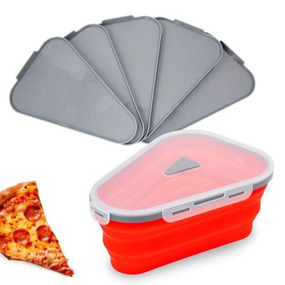 Pote Expansível Armazenar Pizza Silicone Separador 5 Fatias Vermelho