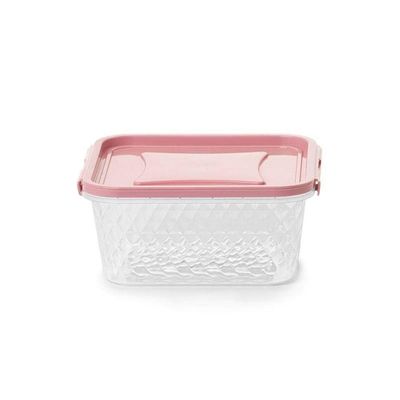 Pote Quadrado Com Trava 1l - Bpa Free Rosa