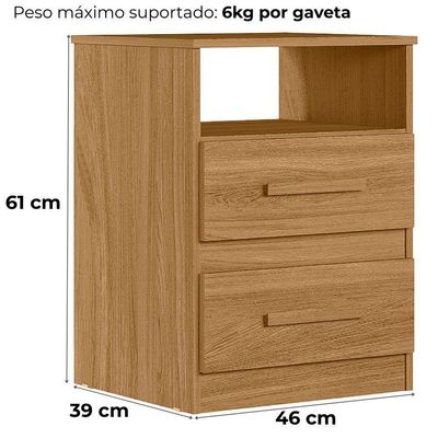 Mesa De Cabeceira Apolo 2 Gavetas 46 Cm Freijo Moval Freijo