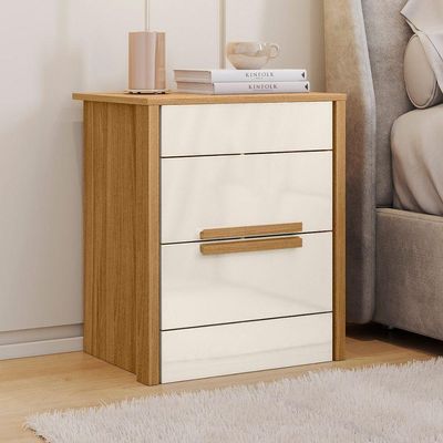 Mesa De Cabeceira Dhara 2 Gavetas 51 Cm Freijo Off White Moval Freijo Off White