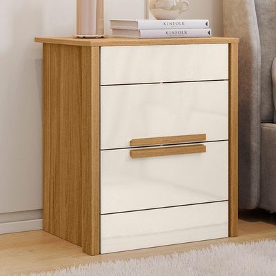 Mesa De Cabeceira Dhara 2 Gavetas 51 Cm Freijo Off White Moval Freijo Off White