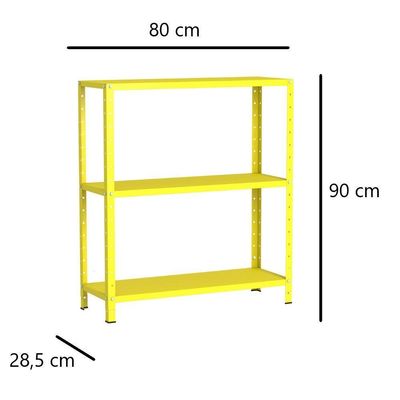 Estante De Aço Multiuso Livros Decorações Ferramentas 03 Prateleiras EAF007007 Amarelo