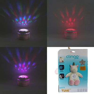 PELÚCIA UNICORNIO MUSICAL E LUZ BRANCO - 4 FUNÇÕES - CLINGO