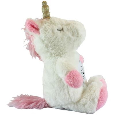 PELÚCIA UNICORNIO MUSICAL E LUZ BRANCO - 4 FUNÇÕES - CLINGO