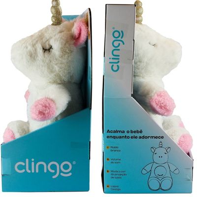 PELÚCIA UNICORNIO MUSICAL E LUZ BRANCO - 4 FUNÇÕES - CLINGO