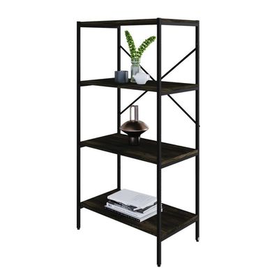 Estante Com 4 Prateleiras 118x60x33cm Tub TUEH1164 Carvalho Dark Est.preta