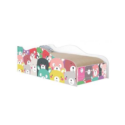 Cama Carro Fun Adesivada Ursinhos Coloridos Solteiro