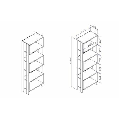 Estante para Sala RT3093 c/ 3 Nichos Rustico/Branco - Movelbento