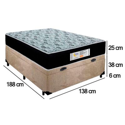 Cama Box Baú Casal Suede + Colchão Molas Ensacadas Sereneprime Sonnolux 138x188x69 Cor:bege