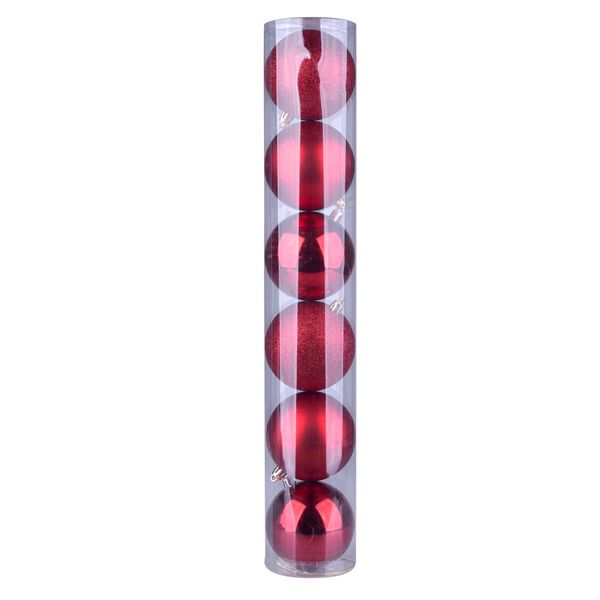 Bola de Natal Cazza Vermelha 6 Unidades 8cm
