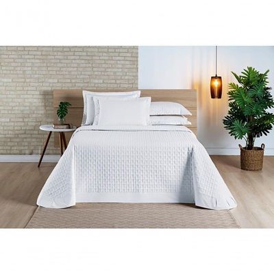 Cobre Leito Madri Percal 200 Fios 100% Algodão Queen 03 Peças - visual disponível na cor Branco
