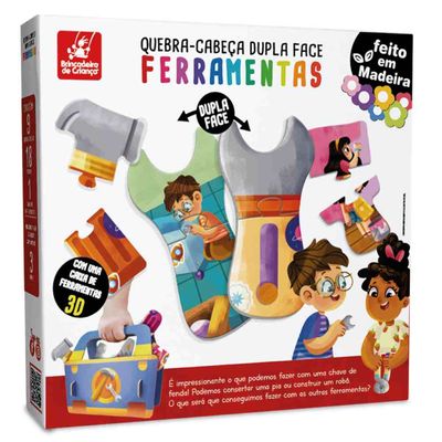 Quebra-cabeça Dupla Face - Ferramentas - Madeira - Brincadeira de Criança