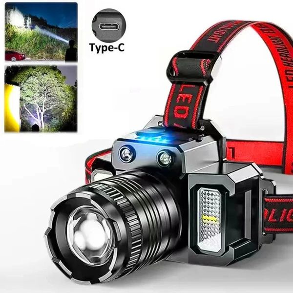 Lanterna de Cabeça LED T51 com Sensor para Camping e Pesca