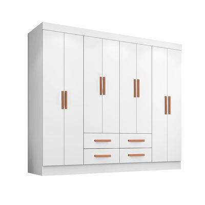 Guarda-Roupa Casal Lite 8 Portas 4 Gavetas Branco