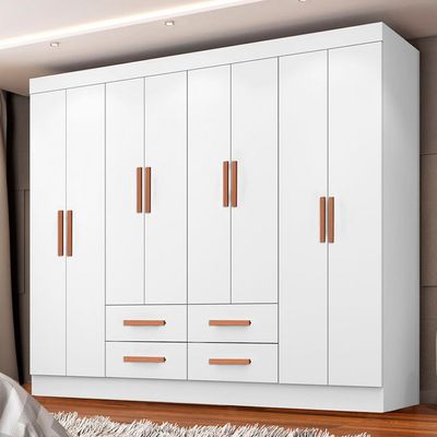 Guarda-Roupa Casal Lite 8 Portas 4 Gavetas Branco