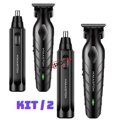 Kit 2 Máquinas de Cortar Cabelo Profissional H Maston LFJ05 + 2 Aparadores de Pelos