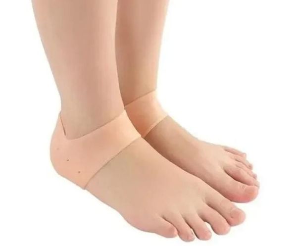 Par Meia Silicone Anti Rachadura Calcanhar Hidratante Protetor Ortopédica