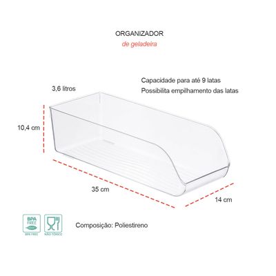 Organizador Geladeira Porta Latas Multiuso Transparente 2un