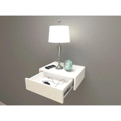 Mesa De Cabeceira 40cm Branco Off White Com Gaveta E Sem Pés