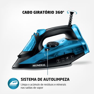 Ferro a Vapor Mondial Preto e Azul 2000W F-53 110